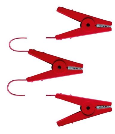 Zaunverbindungskabel mit 3 Krokoklemme rot, 2x60cm