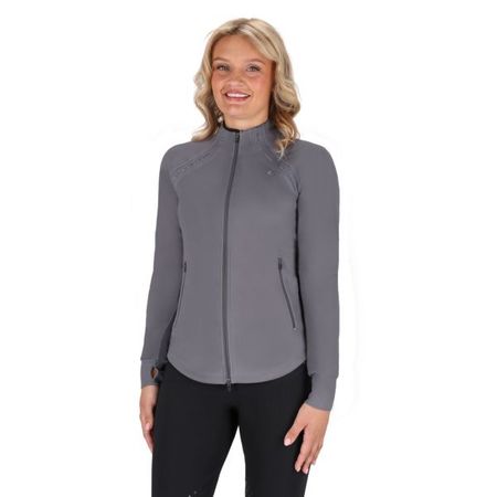 QHP Sweatjacke Oakleigh, Damen Jacke elastisch mit Strass und Daumenloch