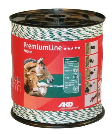 Litze PremiumLine, 500m, weiß/grün, 3x0,2Niro,3x0,