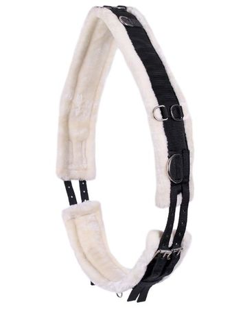 QHP Longiergurt Color mit Kunstfell und vielen Ringen