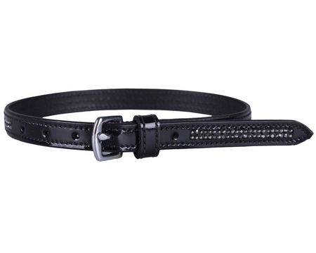 Sporenriemen Las Vegas, Leder schwarz Lack mit Strass